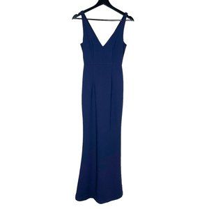 Lulus Melora Navy Blue V Neck Sleeveless Mermaid Full Length Dress XS